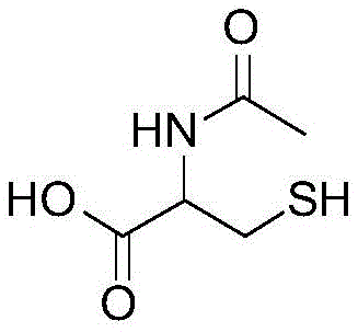 Chemical structure of N-acetylcysteine showing the acetyl group attached to the nitrogen of the cysteine backbone