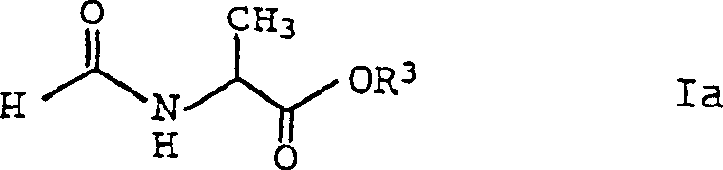Chemical structure of N-formyl-alanine ester (Formula Ia) showing the core N-acylamino-acid ester framework