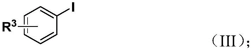 Chemical structure of aryl iodide with variable R group showing benzene ring with iodine substituent