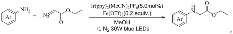 General reaction scheme for visible light induced synthesis of N-aryl glycine esters