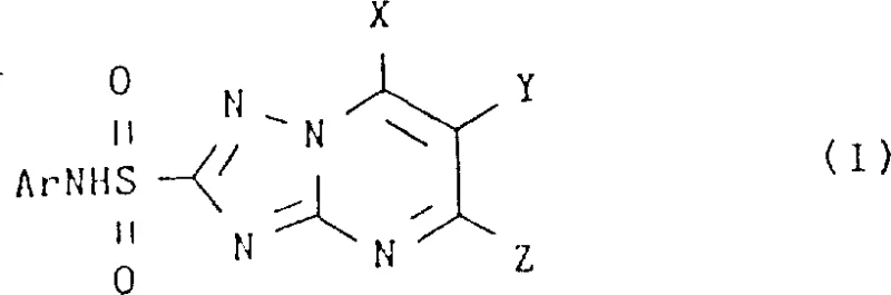 General Formula (I) of N-aryl-1,2,4-triazolopyrimidine-2-sulfonamides