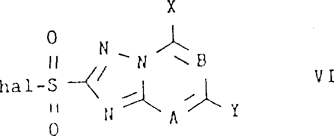 Structure of substituted 1,2,4-triazolopyrimidine-2-sulfonyl halide reactant
