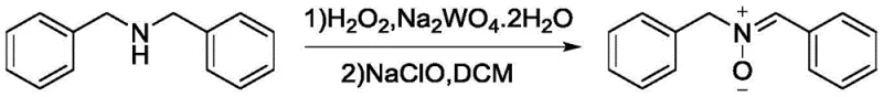 Step 1 synthesis of C-phenyl-N-benzyl nitrone using hydrogen peroxide and sodium tungstate in ethylene glycol