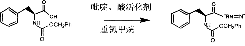 Diazotization of L-Phenylalanine derivative to form diazoketone intermediate