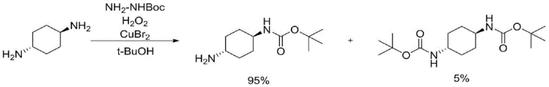 Reaction scheme showing copper-catalyzed synthesis of N-Boc-trans-1,4-cyclohexanediamine with high selectivity