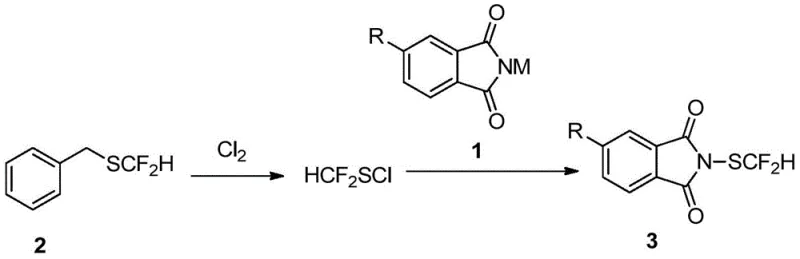 The novel two-step synthesis route converting benzyl thiol to N-difluoromethylthio phthalimide