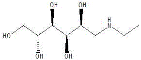 Chemical structure of N-ethyl-D-glucosamine showing the glucosamine backbone with an ethylamine substitution