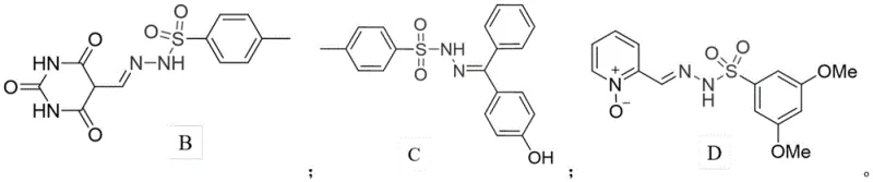 Prior art compounds A-D showing limited structural diversity in arylsulfonylhydrazones