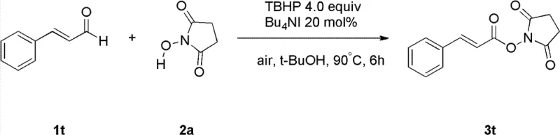 Substrate scope example showing reaction with cinnamaldehyde derivative