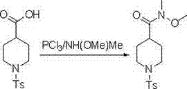 Reaction scheme of the novel PCl3 mediated amidation showing direct conversion to Weinreb amide
