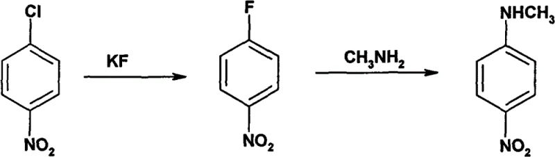 Conventional synthesis route involving hazardous halogen exchange and HF generation