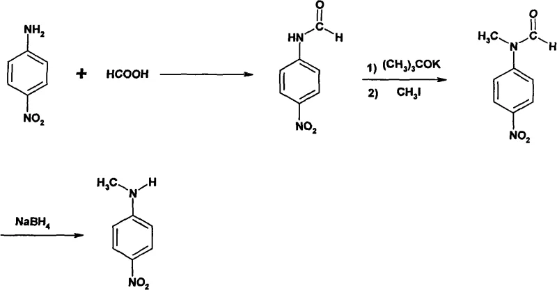 Novel three-step synthesis route for N-methyl-p-nitroaniline with high yield