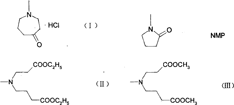 Comparison of intermediate structures showing the target compound (I) versus complex diester precursors (II) and (III)