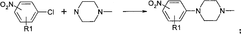 Detailed reaction scheme for the first substitution step showing reagents and conditions