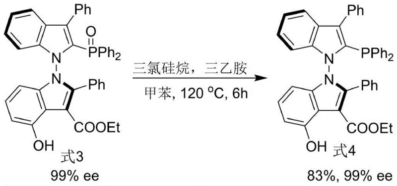 Reduction step converting Formula 3 to the final phosphine ligand Formula 4