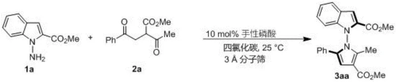 Synthetic route for N-N axis chiral indole-pyrrole derivative 3aa