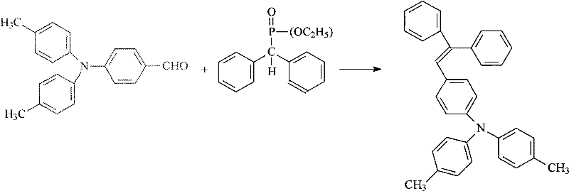 Horner-Wadsworth-Emmons olefination forming the final diphenylvinyl aniline structure