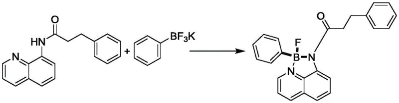 Specific example reaction scheme showing the synthesis of a quinoline-based borate derivative
