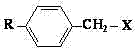 Chemical structure of alkyl benzyl halide starting materials with variable R and halogen X groups
