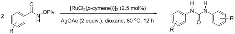 Specific example of N,N'-disubstituted urea synthesis from N-tert-valeryloxybenzamide showing high yield