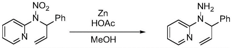 Reduction of the nitramine compound to the corresponding hydrazine derivative using zinc and acetic acid