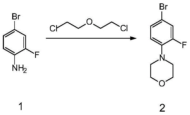Specific synthesis example of 4-(2-fluoro-4-bromophenyl) morpholine showing 80.4% yield