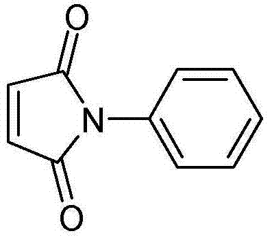 Chemical structure of N-phenylmaleimide showing the imide ring attached to a phenyl group