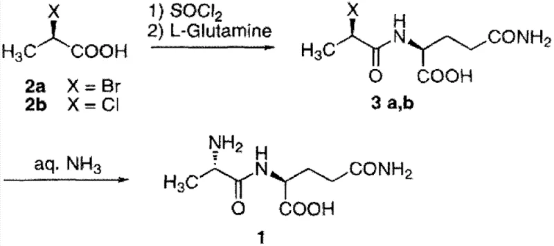 Conventional synthesis route using D-halo acid and ammonolysis