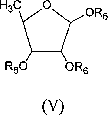 Core reaction scheme showing coupling of N4-carbamoyl base with sugar derivative