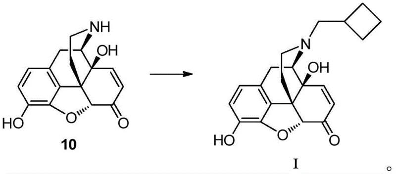 Reductive amination mechanism converting Compound 10 to Formula I