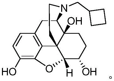 Chemical structure of Nalbuphine showing the morphinan backbone and cyclobutylmethyl group