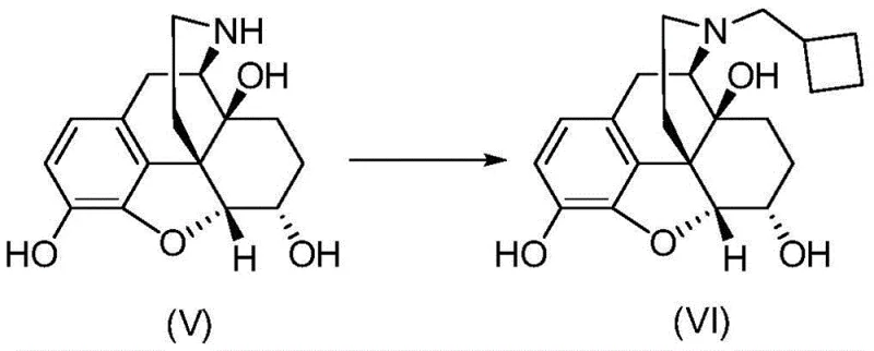 Final alkylation step converting intermediate V to Nalbuphine VI