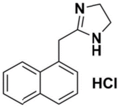 Chemical structure of Naphazoline Hydrochloride showing the imidazoline ring and naphthalene moiety