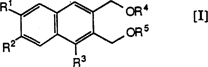General Formula I of the novel naphthalene derivative showing variable substituents R1, R2, R3 and hydroxymethyl groups