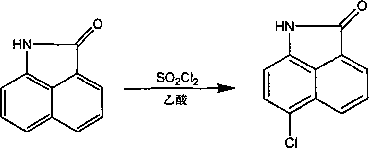 Chlorination reaction of naphthalenolactam using SO2Cl2