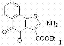 Chemical structure of 2-amino-4,5-dioxo-4,5-dihydro-naphtho[1,2-b]thiophene-3-ethyl formate showing the fused ring system