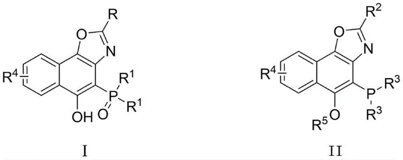 General reaction scheme for the synthesis of naphthoxazole phosphine oxide compounds and their conversion to ligands