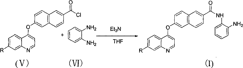 Step 3 reaction scheme showing amidation with o-phenylenediamine to form final Formula I product