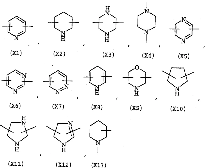Structural variations of heterocyclic linkers X1-X13 for Naproxen derivatives
