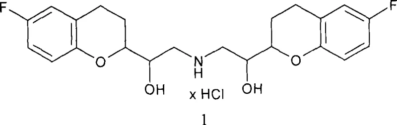 Chemical structure of Nebivolol hydrochloride showing four chiral centers