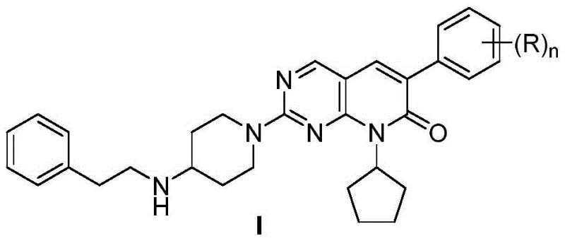 General chemical structure of Formula I showing the pyrido[2,3-d]pyrimidin-7-one core with variable substituents