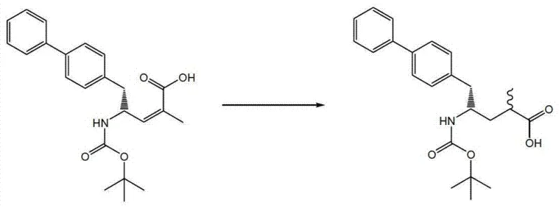 Hydrogenation reaction of unsaturated intermediate 5a to saturated products 2a and 2b