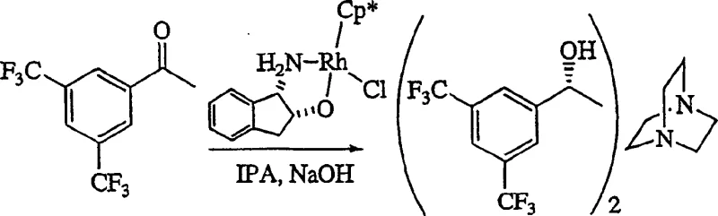 Asymmetric reduction of ketone precursor using Rhodium catalyst to establish chirality
