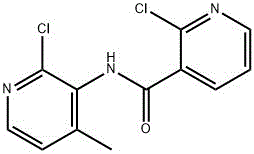 Chemical structure of 2-chloro-N-(2-chloro-4-methylpyridin-3-yl) nicotinamide showing the dual chloro-pyridine scaffold