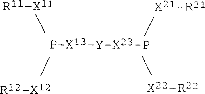General chemical structure of the bidentate phosphite ligand (Compound II) used to stabilize the Ni(0) catalyst center