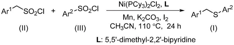 Overall reaction scheme showing nickel-catalyzed coupling of sulfonyl chlorides