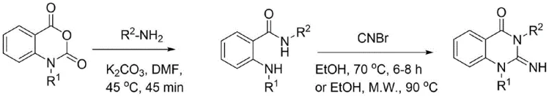 Two-step synthesis using toxic cyanogen bromide