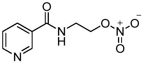 Chemical structure of Nicorandil showing the pyridine ring and nitrate ester group
