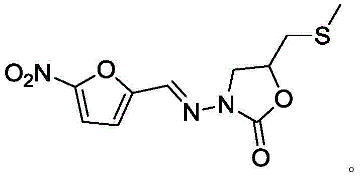 Chemical structure of Nifuratel showing the nitrofuran and oxazolidinone moieties