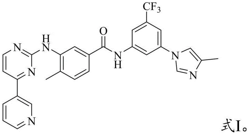 Chemical structure of Nilotinib free base (Formula I) showing the core pyrimidine and trifluoromethyl phenyl motifs